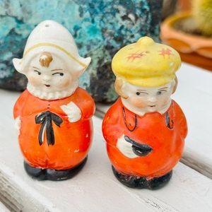 Vintage Salt & Pepper Shakers Dutch Chubby Boy & Girl Adorable 3”